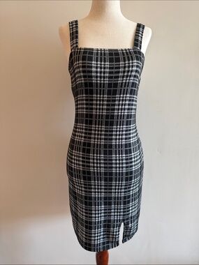 Rue21 Black and White Plaid Square-Neck Mini Dress